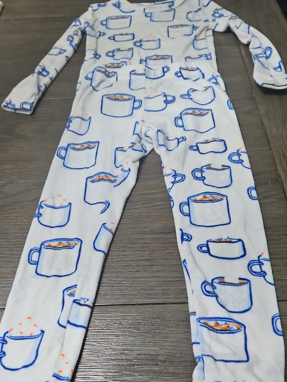 Cat & Jack White  Pajama Set with Blue and Orange Mug Print